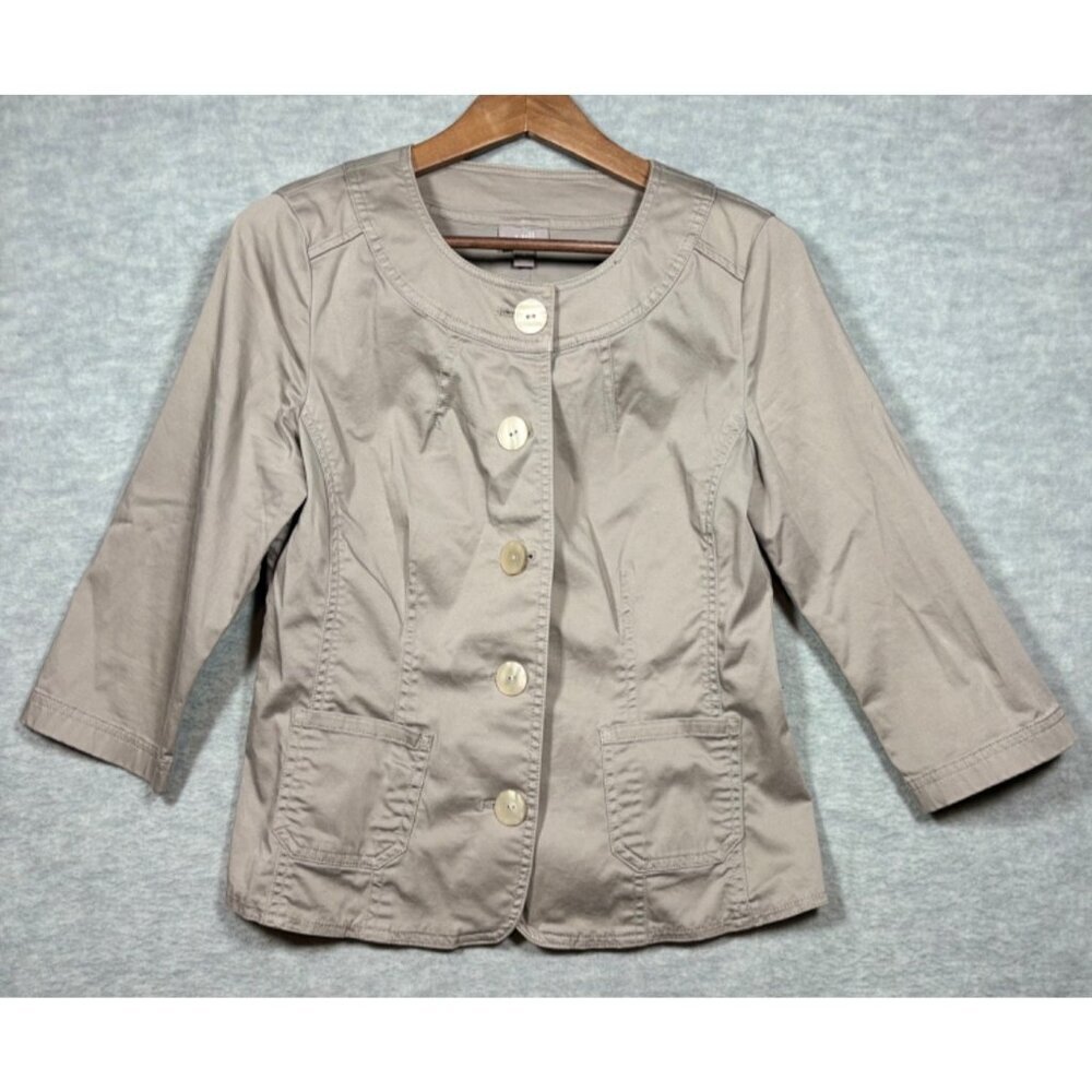 J.Jill Women's Beige Button Up Blazer Jacket Size 4 Career‎ Casual Office